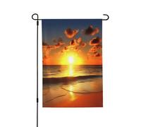 Bandiera da giardino con spiaggia e alba, 71 x 101 cm, doppia faccia, bandiera verticale di benvenuto, piccole bandiere decorative per esterni, per tutte le stagioni, striscioni per casa, patio