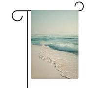 Bandiera da giardino con spiaggia e sabbia bianca e oceano, in iuta su entrambi i lati, 30,5 x 45,7 cm