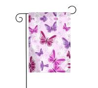 Bandiera da giardino con stampa a farfalla rosa, bandiere invernali all'aperto e striscione da cortile per veranda, prato, decorazioni natalizie da giardino