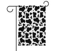 Bandiera da giardino con stampa a macchie di mucca bianche e nere, ideale per la decorazione stagionale del cortile.