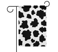 Bandiera da giardino con stampa a macchie di mucca bianche e nere, ideale per la decorazione stagionale del cortile.