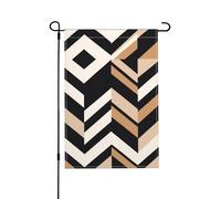 Bandiera da giardino con stampa a zigzag, bianca e nera, primavera, bandiere da giardino stagionali, stampa bifacciale effetto lino per esterni, 12x18 pollici