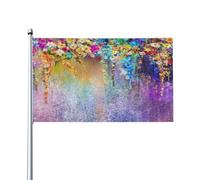 Bandiera da giardino con stampa astratta di fiori di vino viola, striscione decorativo, prato, casa, terrazza e parete