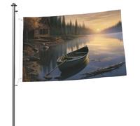 Bandiera da giardino con stampa bifacciale, 2x3 piedi, con canoa sull'acqua, per striscioni esterni con occhielli, sfondo fotografico per decorazioni interne ed esterne