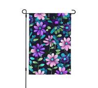 Bandiera da giardino con stampa camelia viola su entrambi i lati, a prova di scolorimento, per decorazione da cortile, cartello di benvenuto 31,8 x 45,7 cm