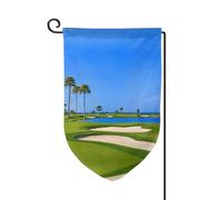Bandiera da giardino con stampa campo da golf in riva al mare, 45,7 x 32,5 cm, stampa su entrambi i lati, bandiera decorativa per cortile
