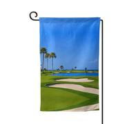 Bandiera da giardino con stampa campo da golf in riva al mare, 45,7 x 32,5 cm, stampa su entrambi i lati, bandiera decorativa per cortile