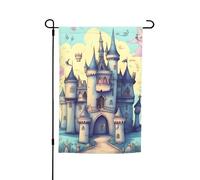 Bandiera da giardino con stampa castello delle fiabe, 30,5 x 45,7 cm, bandiere stagionali su entrambi i lati, per cortile, portico, decorazione per feste