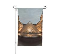 Bandiera da giardino con stampa del Museo del Louvre a Parigi, 30,5 x 45,7 cm, double face, per esterni, stagionale, cortile, veranda, cortile, decorazione primaverile estiva