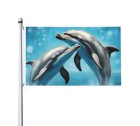 Bandiera da giardino con stampa delfini innamorati, 9,1 x 1,5 m