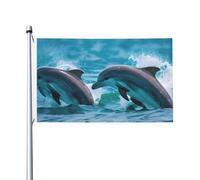 Bandiera da giardino con stampa delfini nel mare, 0,9 x 1,5 m
