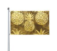Bandiera da giardino con stampa di ananas dorata, 0,9 x 1,5 m