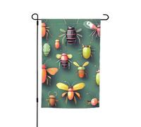 Bandiera da giardino con stampa di atlante di insetti, 30,5 x 45,7 cm, bandiere stagionali su entrambi i lati, per cortile, portico, decorazione per feste