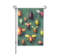 Bandiera da giardino con stampa di atlante di insetti su entrambi i lati, a prova di scolorimento, per decorazione da cortile, cartello di benvenuto, 71,1 x 101,6 cm