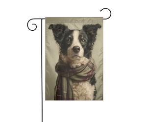 Bandiera da giardino con stampa di Border Collie che indossa una sciarpa scozzese, 30 x 45 cm, verticale, double face, decorazione per casa colonica, vacanze, esterni, bandiera da cortile