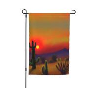Bandiera da giardino con stampa di cactus al tramonto nel deserto bandiere da giardino a doppia faccia per decorazioni esterne