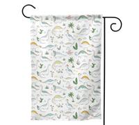Bandiera da giardino con stampa di dinosauro che cammina su entrambi i lati, bandiera verticale di benvenuto da cortile, 71 x 101 cm, decorazione
