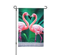 Bandiera da giardino con stampa di due fenicotteri da 30,5 x 45,7 cm, perfetta per San Valentino e decorazioni primaverili