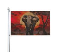 Bandiera da giardino con stampa di elefanti al tramonto, 0,9 x 1,5