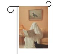 Bandiera da giardino con stampa di fantasmi e simpatici giornali con gatto nero, in iuta su entrambi i lati, 30,5 x 45,7 cm