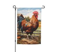 Bandiera da giardino con stampa di gallo su legno nei terreni agricoli bandiere da cortile su entrambi i lati per decorazioni esterne