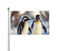 Bandiera da giardino con stampa di giovani pinguini con neve, 0,9 x 1,5 m