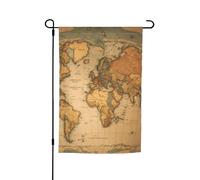 Bandiera da giardino con stampa di mappa del mondo, a doppia faccia, per decorazioni esterne