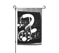 Bandiera da giardino con stampa di note musicali bianche e nere, 30,5 x 45,7 cm, per tutte le stagioni, decorazione per cortili all'aperto