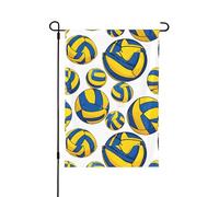 Bandiera da giardino con stampa di pallavolo gialla e blu, 71 x 101,2 cm su entrambi i lati, bandiera stagionale di benvenuto per esterni, per casa all'aperto, primavera estate, autunno, decorazione d