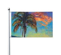 Bandiera da giardino con stampa di palme al tramonto, 0,9 x 1,5