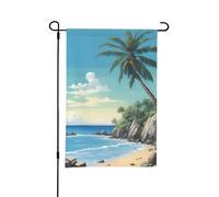 Bandiera da giardino con stampa di palme e rive rocciose, 30,5 x 45,7 cm, perfetta per San Valentino e decorazioni primaverili