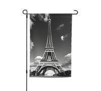 Bandiera da giardino con stampa di Parigi Torre Eiffel e nuvole, doppia faccia, per decorazioni esterne