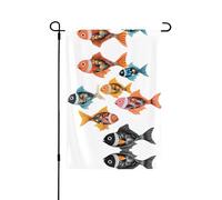 Bandiera da giardino con stampa di pesci colorati su entrambi i lati, 71 x 101,6 cm (leggera), vivace stampa su tutta la superficie, decorazione per cortile, giardino, terrazza o portico
