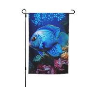 Bandiera da giardino con stampa di pesci subacquei dell'oceano blu a doppia faccia bandiere dell'iarda per le decorazioni esterne