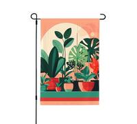 Bandiera da giardino con stampa di piante verdi in vaso da interni, a prova di scolorimento, per decorazione da cortile, cartello di benvenuto 31,8 x 45,7 cm