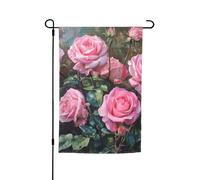 Bandiera da giardino con stampa di rose fresche rosa, 30,5 x 45,7 cm, decorazione esterna per cortile, patio, portico e bandiera del prato