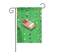 Bandiera da giardino con stampa di sushi che dorme, bandiere invernali all'aperto e striscione da cortile per veranda, prato, decorazioni natalizie da giardino