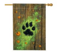 Bandiera da giardino con stampa di zucca di Halloween, bandiera da giardino con design spettrale verde, striscione decorativo per la casa, bandiera da giardino in iuta su entrambi i lati, decorazione