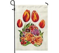 Bandiera da giardino con stampa floreale primaverile ed estate, tulipani rossi, decorazione per esterni, bandiere da cortile, bandiera decorativa su entrambi i lati, decorazione per feste di festa