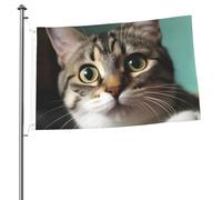 Bandiera da giardino con stampa fronte-retro "Un gatto curioso", 2x3 piedi, per striscioni esterni con occhielli, sfondo fotografico per decorazioni interne ed esterne.