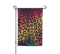 Bandiera da giardino con stampa leopardata a stella 30,5 x 45,7 cm, per primavera, estate, autunno, inverno, bandiere stagionali su entrambi i lati, bandiere per le vacanze, per esterni, interni