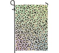 Bandiera da giardino con stampa leopardata, decorazione a pois con animali pastello per primavera ed estate, decorazione per prato esterno su entrambi i lati, grazioso striscione per la casa per ogni