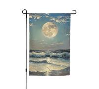 Bandiera da giardino con stampa luna e mare, 30,5 x 45,7 cm, per tutte le stagioni, decorazione esterna per cortile, patio, portico e bandiera del prato
