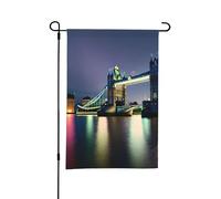 Bandiera da giardino con stampa notturna del ponte della Torre di Londra, 30,5 x 45,7 cm, perfetta per San Valentino e decorazioni primaverili