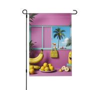 Bandiera da giardino con stampa primaverile Monstera Deliciosa e palma di banana, bandiere da giardino stagionali, stampa bifacciale effetto lino per esterni, 30,5 x 45,7 cm