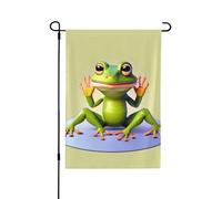 Bandiera da giardino con stampa su entrambi i lati della divertente rana che fa yoga, a prova di scolorimento, per decorazione da cortile, cartello di benvenuto, 71,1 x 101,6 cm