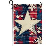Bandiera da giardino con stella patriottica estiva, rossa, bianca, blu, vintage, decorazione per esterni, bandiera da giardino in iuta su entrambi i lati, decorazione per prato, 30,5 x 45,7 cm