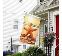 Bandiera da giardino con stelle marine da spiaggia, 1,5 m x 1,5 m, bandiere da giardino a doppia faccia, resistente allo sbiadimento, bandiera per esterni, divertente bandiera per vacanze con