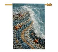 Bandiera da giardino con stelle marine oceaniche estive, ciottoli blu, decorazione per la casa all'aperto, bandiera per prato in iuta su entrambi i lati, decorazione per feste in spiaggia, decorazione
