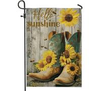 Bandiera da giardino con stivali da cowboy girasole, bandiera gialla floreale per la casa e il giardino, bandiera da giardino in iuta su entrambi i lati, per primavera estate e esterni, decorazione